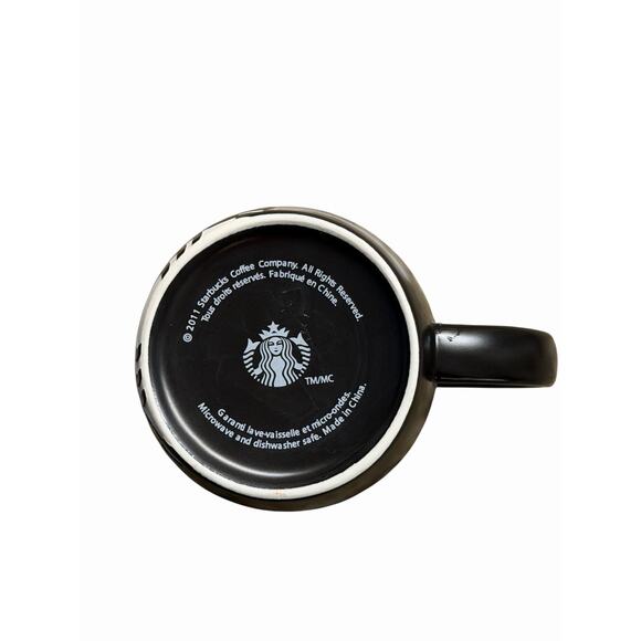 Starbucks Coffee Mug 2011 Black Etched White Siren Mermaid 12oz Barrel‎ Cup - Picture 3 of 6